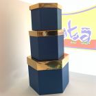 SET SCATOLE ESAGONALI BLU/ORO PZ.3