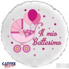 PALLONCINI MYLAR BATTESIMO ROSA CARROZZINA 18”