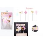 CAKE TOPPERS BATTESIMO ROSA PZ.5