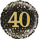 PALLONCINO MYLAR 40TH BIRTHDAY FIZZ BLACK & GOLD