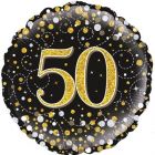 PALLONCINO MYLAR 50TH BIRTHDAY FIZZ BLACK & GOLD
