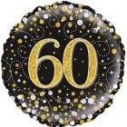 PALLONCINO MYLAR 60TH BIRTHDAY FIZZ BLACK & GOLD