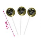 PICKS BUON COMPLEANNO NERO E ORO 11CM