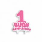 CANDELINA SAGOMATA BUON 1° COMPLEANNO ROSA