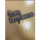 CAKE TOPPER 3D BUON COMPLEANNO BLACK