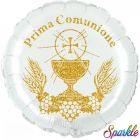 PALLONCINO MYLAR 18" PRIMA COMUNIONE GLITTER ORO