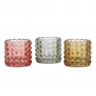 PORTA CANDELA SFACCETTATO D9 H9 VETRO 3 MIX COLORI  GL0190MIX