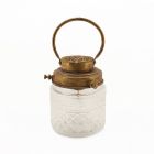 LANTERNA RESINA BASSA C/VETRO DECORATO C/LED D12,5 H25