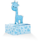SCATOLINA PORTA CONFETTI GIRAFFA CELESTE 5x3x6cm PZ.20