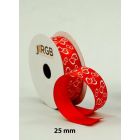 NASTRO IN TESSUTO ROSSO CUORICINI 25MM X 20MT LV
