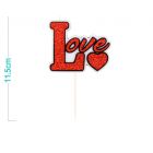 CANDELINA LOVE ROSSO GLITTER  12cm ED0248 LV