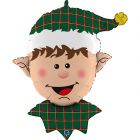 PALLONCINO MYLAR SUPERSHAPE TARTAN ELF HEAD