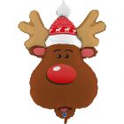 PALLONCINO MYLAR SUPERSHAPE SMILEY REINDEER HEAD