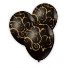 PALLONCINI LATTICE 11" NERO CON FILIGRANA ORO PZ.100