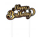 CAKE TOPPER PLEX HAPPY BIRTHDAY NERO ORO DF