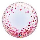 PALLONCINO 24" DECO BUBBLE CONFETTI CUORE "Red/Pink Hearts" LV