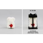 ORSETTO DI ROSE BIANCHE CON CUORE ROSSO 25CM LV