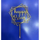 MINI CAKE TOPPER IN PLEX ORO "HAPPY B'DAY"