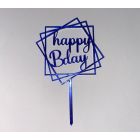 MINI CAKE TOPPER IN PLEX BLU "HAPPY B'DAY"