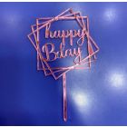 MINI CAKE TOPPER IN PLEX ROSA "HAPPY B'DAY"