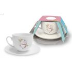 TAZZINA DA CAFFE' CON PIATTINO FIORI TI VOGLIO BENE MAMMA 220ML