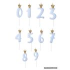 CANDELINA NUMERALE CON CORONCINA CELESTE PASTELLO