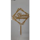 MINI CAKE TOPPER IN PLASTICA ORO "BUON COMPLEANNO"