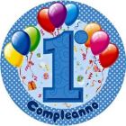 PALLONCINO MYLAR TONDO 1°COMPLEANNO CELESTE