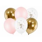 SET PALLONCINI ROSA PASTELLO E ORO PZ.6