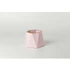 ESAGONO IN FERRO ROSA BORDO ORO 16X14,3 H11,3cm.