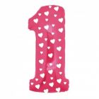 PALLONCINO MYLAR NUMERO ROSA "1" CUORE