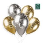 PALLONCINI 13"SHINY GOLD SILVER 25pz 1194