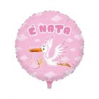 FOIL 18" Cicogna Rosa "E' Nata"