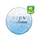PALLONCINO MYLAR BUON COMPLEANNO CELESTE CON POIS 18"