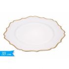 PIATTO SMERLATO BIANCO E ORO 33CM