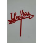 MINI CAKE TOPPER IN PLASTICA ROSSO "I LOVE YOU"