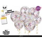 SET 4 PALLONCINI TRASPARENTI CON CORIANDOLI STELLE METAL