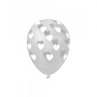 PALLONI IN LATTICE GLOBO TRASPARENTE 30CM/12" STAMPA CUORI BIANCHI PZ.100 LV
