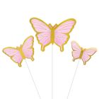 TOPPERS IN CARTA FARFALLE ROSA E ORO PZ.10