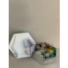 SCATOLINA PORTACONFETTI ESAGONALE ARGENTO METAL 10X10X4CM