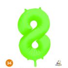 NUMERO 8 MYLAR 34"/86CM NEON VERDE
