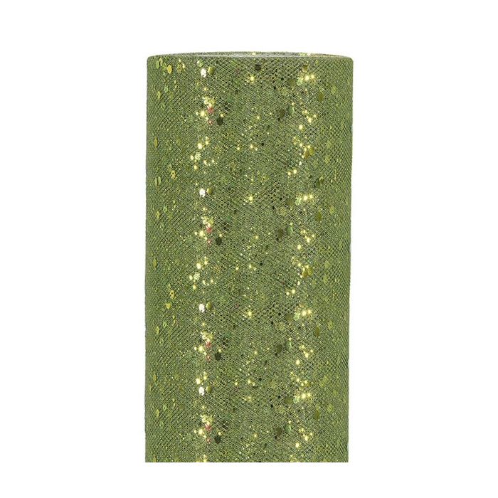 Dolce Fiesta ROTOLO TULLE PAILLETTES GREEN OLIVE 30CM X 10MT