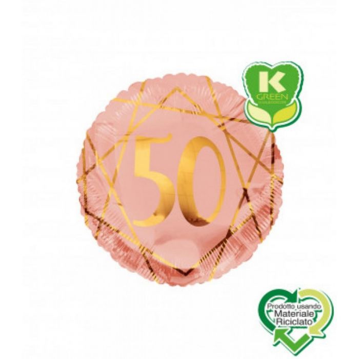 Dolce Fiesta PALLONCINI MYLAR 50 ROSA GOLD 18inch.