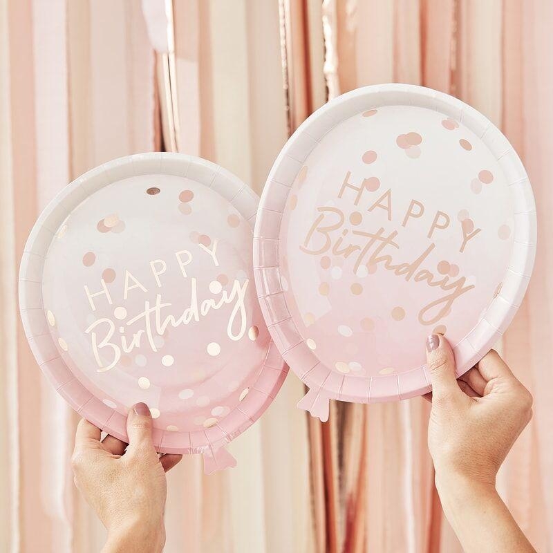 Dolce Fiesta PIATTI HAPPY BIRTHDAY BALLOON ROSE GOLD PZ.8